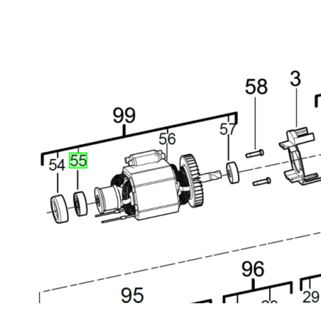 Roulement pour perforateurs AEG KH24IXE - BH24IE - KH24IE - 4931454465