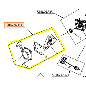 lanceur complet avec cliquet pour débroussailleuses MC CULLOCH modèles B33P