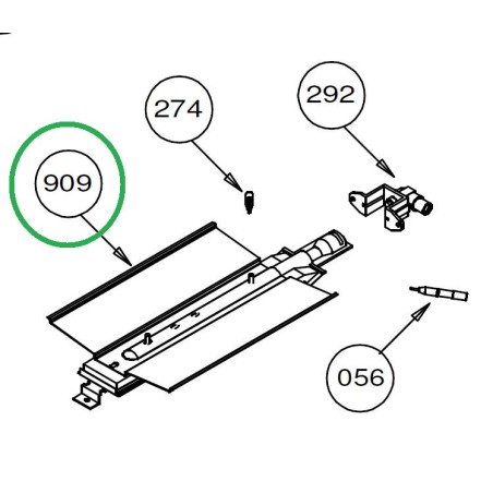 Brûleur complet + déflecteur grill Z57B645 pour AFGC310BK, AFGC310IX, AFSCW21BKN