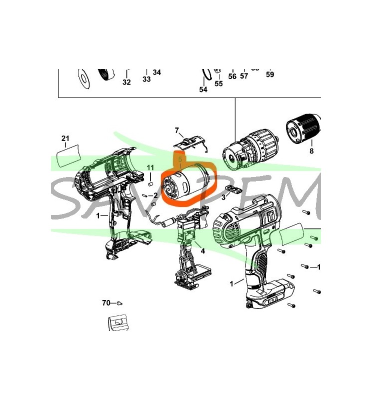 Moteur N Pour Perceuse Sans Fil Dewalt Dcd