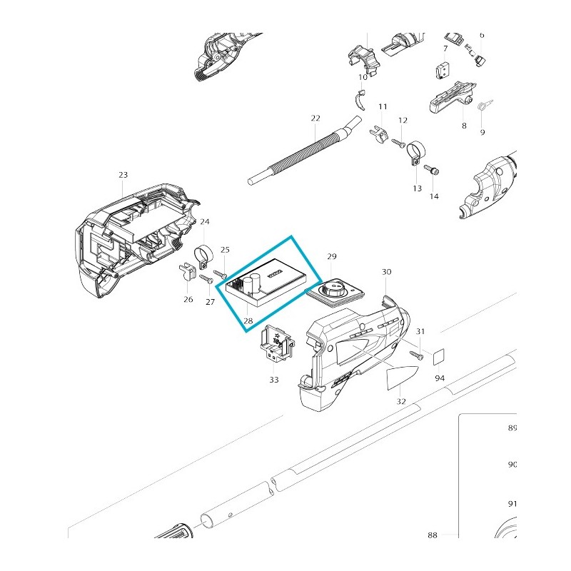 Platine de contrôle débroussailleuse MAKITA DUR182L - DUR182U